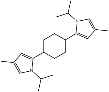 1H-Pyrrole, 2,2'-(1,4-cyclohexanediyl)bis[4-methyl-1-(1-methylethyl)- 结构式