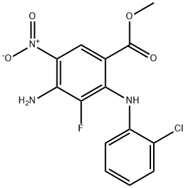 4-amino-2-(2-chloro-phenylamino)-3-fluoro-5-nitro-benzoic acid methyl ester, 606143-98-0, 结构式