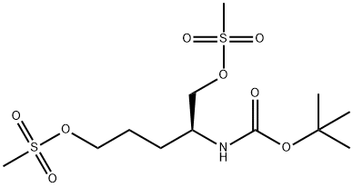 (S)-2-((tert-Butoxycarbonyl)amino)pentane-1,5-diyl Dimethanesulfonate Structure