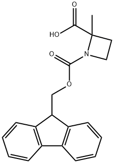 1-(9H-fluoren-9-ylmethoxycarbonyl)-2-methyl-azetidine-2-carboxylic acid Struktur