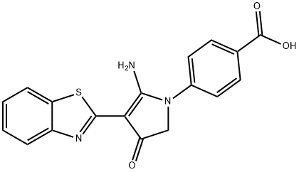 Benzoic acid, 4-[5-amino-4-(2-benzothiazolyl)-2,3-dihydro-3-oxo-1H-pyrrol-1-yl]- Structure