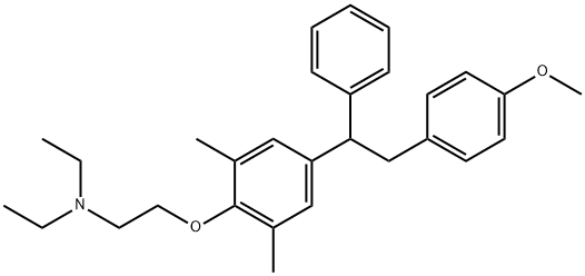 Ethanamine, N,N-diethyl-2-[4-[2-(4-methoxyphenyl)-1-phenylethyl]-2,6-dimethylphenoxy]- Struktur