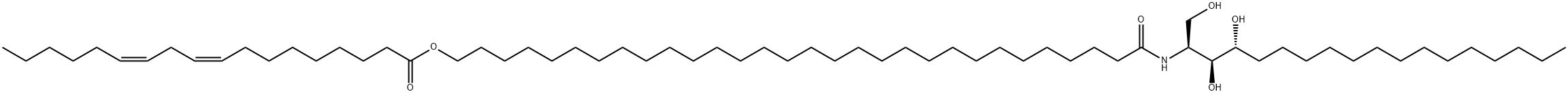 9,12-Octadecadienoic acid (9Z,12Z)-, 30-[[(1S,2S,3R)-2,3-dihydroxy-1-(hydroxymethyl)heptadecyl]amino]-30-oxotriacontyl ester, 627881-96-3, 结构式