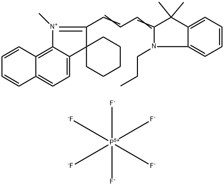 2-[3-(1,3-二氫-3,3-二甲基-1-丙基-2H-吲哚-2-亞基)-1-丙烯-1-基]-1甲基-旋[3H-苯並[G]吲哚-3,1'-環己烷]六氟磷酸鹽 结构式