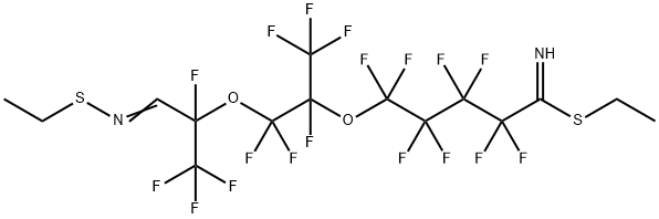 Pentanimidothioic acid, 5-[1-[[1-[(ethylthio)iminomethyl]-1,2,2,2-tetrafluoroethoxy]difluoromethyl]-1,2,2,2-tetrafluoroethoxy]-2,2,3,3,4,4,5,5-octafluoro-, ethyl ester,63037-59-2,结构式