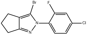 Cyclopentapyrazole, 3-bromo-2-(4-chloro-2-fluorophenyl)-2,4,5,6-tetrahydro- Structure