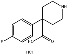 4-Piperidinecarboxylic acid, 4-(4-fluorophenyl)-, hydrochloride (1:1) Structure