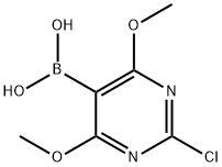 (2-クロロ-4,6-ジメトキシピリミジン-5-イル)ボロン酸 化学構造式