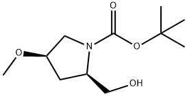 (2R,4R)-2-(羟甲基)-4-甲氧基吡咯烷-1-羧酸叔丁酯,664364-27-6,结构式