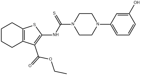 ethyl 2-(4-(3-hydroxyphenyl)piperazine-1-carbothioamido)-4,5,6,7-tetrahydrobenzo[b]thiophene-3-carboxylate Structure