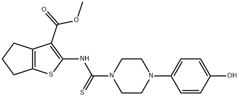 methyl 2-(4-(4-hydroxyphenyl)piperazine-1-carbothioamido)-5,6-dihydro-4H-cyclopenta[b]thiophene-3-carboxylate Structure