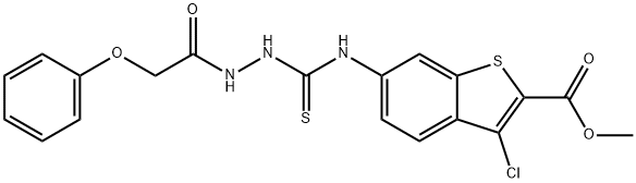 methyl 3-chloro-6-(2-(2-phenoxyacetyl)hydrazinecarbothioamido)benzo[b]thiophene-2-carboxylate Struktur