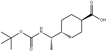 trans-(S)-4-(1-(tert-Butoxycarbonylamino)ethyl)
cyclohexanecarboxylic acid 化学構造式