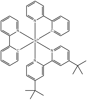 Iridium(1+), [4,4'-bis(1,1-dimethylethyl)-2,2'-bipyridine-κN1,κN1']bis[2-(2-pyridinyl-κN)phenyl-κC]-, (OC-6-33)-,676525-76-1,结构式