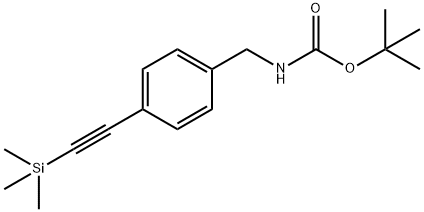 Carbamic acid, N-[[4-[2-(trimethylsilyl)ethynyl]phenyl]methyl]-, 1,1-dimethylethyl ester 化学構造式