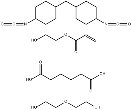 Hexanedioic acid, polymer with 1,1-methylenebis4-isocyanatocyclohexane and 2,2-oxybisethanol, 2-hydroxyethyl acrylate-blocked,69011-33-2,结构式