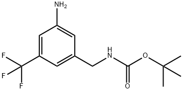 tert-butyl N-{[3-amino-5-(trifluoromethyl)phenyl]methyl}carbamate Struktur