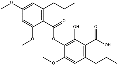 Benzoic acid, 3-[(2,4-dimethoxy-6-propylbenzoyl)oxy]-2-hydroxy-4-methoxy-6-propyl- Structure