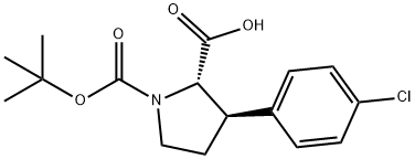 1,2-Pyrrolidinedicarboxylic acid, 3-(4-chlorophenyl)-, 1-(1,1-dimethylethyl) ester, (2S,3R)- Struktur