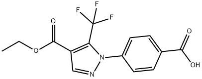 1H-Pyrazole-4-carboxylic acid, 1-(4-carboxyphenyl)-5-(trifluoromethyl)-, 4-ethyl ester Struktur