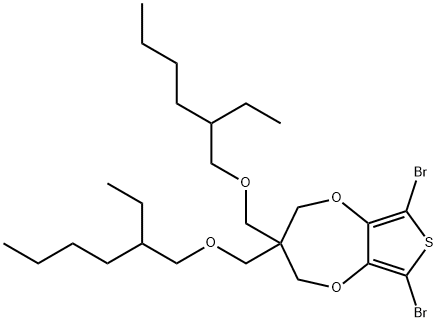 6,8-dibromo-3,3-bis(2-ethylhexyloxymethyl)-3,4-dihydro-2H-thieno[3,4-b][1,4]dioxepine 化学構造式
