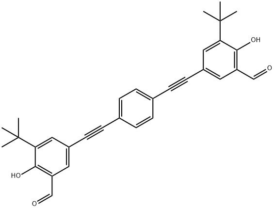 Benzaldehyde,3,3'-(1,4-phenylenedi-2,1-ethynediyl)bis[5-(1,1-dimethylethyl)-6-hydroxy-,705930-82-1,结构式