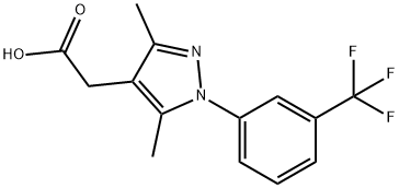 2-{3,5-dimethyl-1-[3-(trifluoromethyl)phenyl]-1H-pyrazol-4-yl}acetic acid Struktur