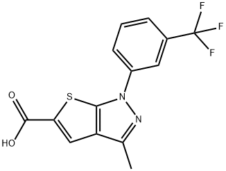 1H-Thieno[2,3-c]pyrazole-5-carboxylic acid, 3-methyl-1-[3-(trifluoromethyl)phenyl]- Struktur