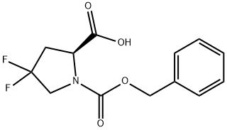 (S)-1-((benzyloxy)carbonyl)-4,4-difluoropyrrolidine-2-carboxylic acid 化学構造式