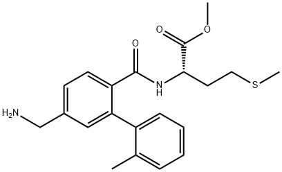 (S)-methyl 2-(5-(aminomethyl)-2-methyl-[1,1-biphenyl]-2-ylcarboxamido)-4-(methylthio)butanoate(WXG00310) 化学構造式