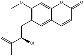 2H-1-Benzopyran-2-one, 6-(2-hydroxy-3-methyl-3-butenyl)-7-methoxy-, (R)-,72842-98-9,结构式