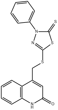 4-[(4-phenyl-5-sulfanylidene-1,3,4-thiadiazol-2-yl)sulfanylmethyl]-1H-quinolin-2-one Structure