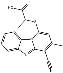 Propanoic acid, 2-[(4-cyano-3-methylpyrido[1,2-a]benzimidazol-1-yl)thio]- Struktur