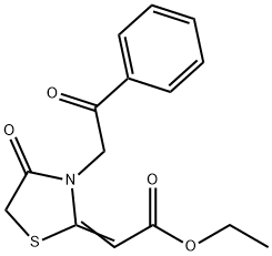 Acetic acid, 2-[4-oxo-3-(2-oxo-2-phenylethyl)-2-thiazolidinylidene]-, ethyl ester Struktur