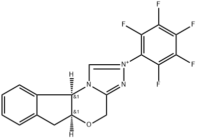 4H,6H-Indeno[2,1-b][1,2,4]triazolo[4,3-d][1,4]oxazinium, 5a,10b-dihydro-2-(2,3,4,5,6-pentafluorophenyl)-, (5aS,10bR)- Structure