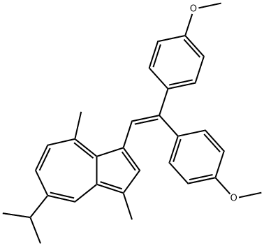 Azulene, 3-[2,2-bis(4-methoxyphenyl)ethenyl]-1,4-dimethyl-7-(1-methylethyl)- Struktur