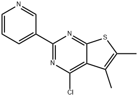 3-{4-氯-5,6-二甲基噻吩并[2,3-D]嘧啶-2-基}吡啶, 742094-64-0, 结构式