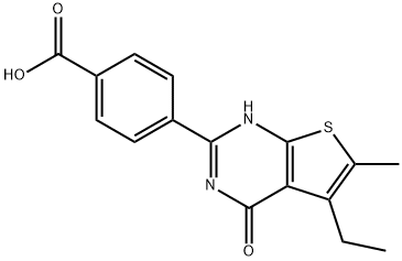 Benzoic acid, 4-(5-ethyl-1,4-dihydro-6-methyl-4-oxothieno[2,3-d]pyrimidin-2-yl)- Struktur