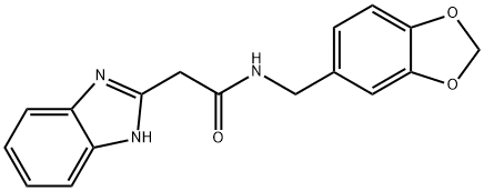 N-(苯并[D][1,3]二氧戊环-5-基甲基)-2-(1H-苯并[D]咪唑-2-基)乙酰胺,743451-13-0,结构式
