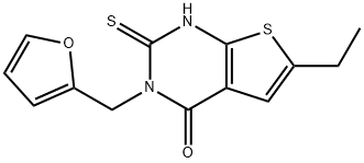 6-ethyl-3-(furan-2-ylmethyl)-2-sulfanyl-3H,4H-thieno[2,3-d]pyrimidin-4-one 化学構造式