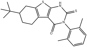 11-tert-butyl-4-(2,6-dimethylphenyl)-5-sulfanyl-8-thia-4,6-diazatricyclo[7.4.0.0,2,7]trideca-1(9),2(7),5-trien-3-one Struktur