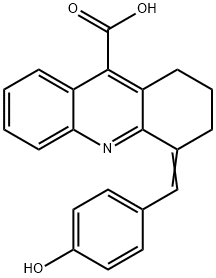 4-[(4-hydroxyphenyl)methylidene]-1,2,3,4-tetrahydroacridine-9-carboxylic acid 化学構造式