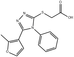 2-((5-(2-甲基呋喃-3-基)-4-苯基-4H-1,2,4-三唑-3-基)硫代)乙酸, 749920-40-9, 结构式