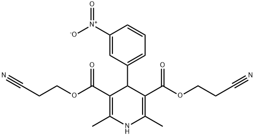 3,5-Pyridinedicarboxylic acid, 1,4-dihydro-2,6-dimethyl-4-(3-nitrophenyl)-, 3,5-bis(2-cyanoethyl) ester 化学構造式