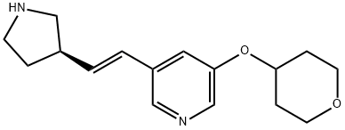 Pyridine, 3-[(1E)-2-(3R)-3-pyrrolidinylethenyl]-5-[(tetrahydro-2H-pyran-4-yl)oxy]- 化学構造式