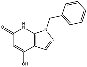 6H-Pyrazolo[3,4-b]pyridin-6-one, 1,7-dihydro-4-hydroxy-1-(phenylmethyl)- Struktur