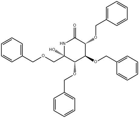 2-Piperidinone, 6-hydroxy-3,4,5-tris(phenylmethoxy)-6-[(phenylmethoxy)methyl]-, (3R,4S,5S,6S)-