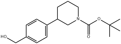 1-Piperidinecarboxylic acid, 3-[4-(hydroxymethyl)phenyl]-, 1,1-dimethylethyl est… 结构式
