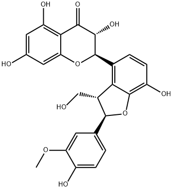 4H-1-Benzopyran-4-one, 2-[(2R,3S)-2,3-dihydro-7-hydroxy-2-(4-hydroxy-3-methoxyphenyl)-3-(hydroxymethyl)-4-benzofuranyl]-2,3-dihydro-3,5,7-trihydroxy-, (2R,3R)- 化学構造式