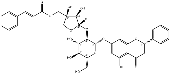 (2S)-Pinocembrin 7-O-[2''-O-(5'''-O-trans
-cinnamoyl)-β-D-apiofuranosyl]-β-D-glucoside Structure